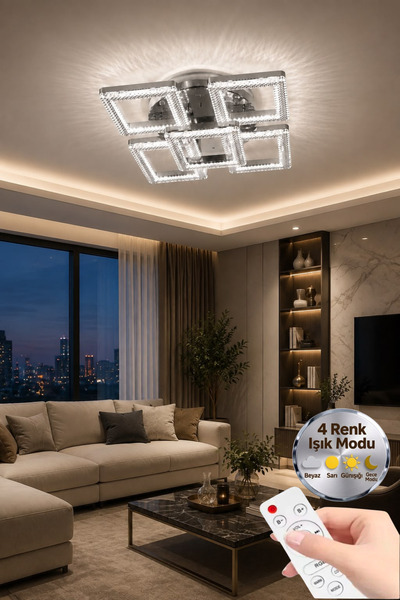 Lumia Lighting Yakamoz Model 5"li Kumandalı Gümüş 3 Renk Modu Ledli Modern Ta...