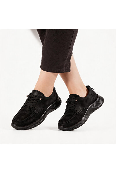 ALOGO Pantofi dama casual cu siret, comozi, model lat, cu talpa moale si usoara