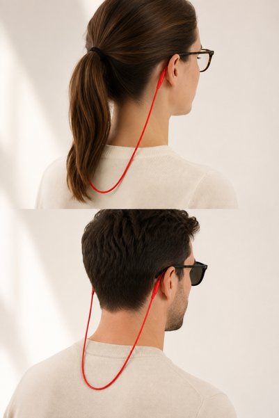 Pureloop Comfort Model New Generation Silicone Glasses Strap Anti-Slip & Flexible Holder Rubber for Prescription Sunglasses and Reading Glasses 55 cm Length Sports and Daily Use Unisex Glasses Strap Neck Strap - Red