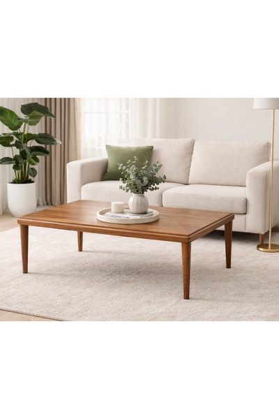 FAMİ HOME İskandinav Ceviz Orta Sehpa Ahşap Ayaklı Modern Salon Sehpası