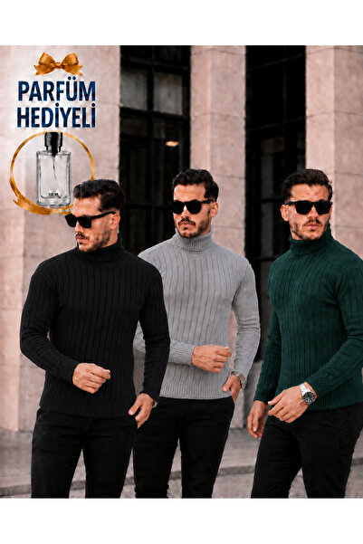 OTAKU Men's 3-Pack High Neck Knit Sweater + Perfume