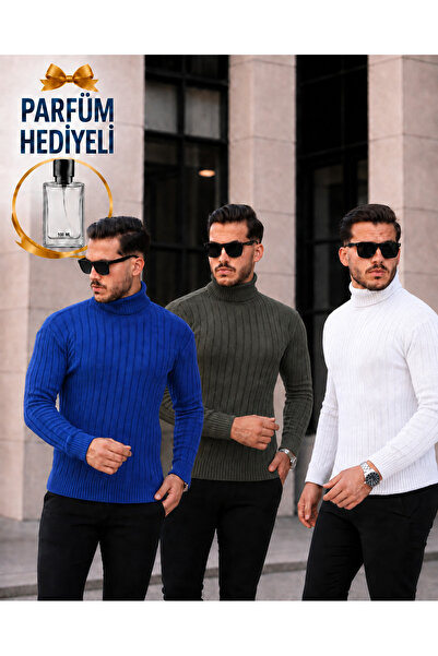 OTAKU Men's 3-Pack High Neck Knit Sweater + Perfume