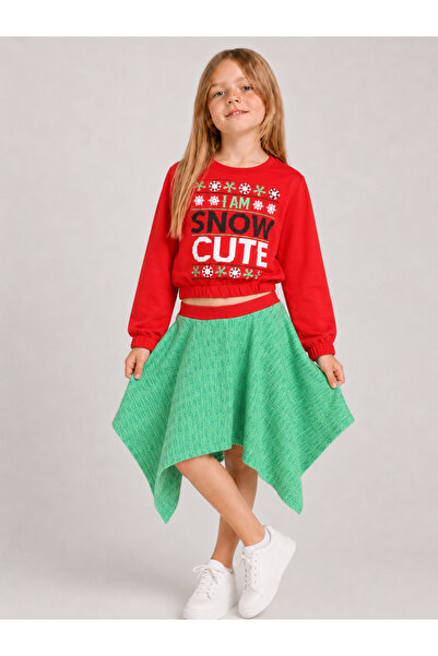 Casabony Snow Cute Girl's Skirt + Sweatshirt Set