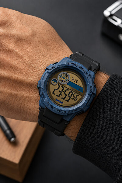 Skmei Denim Blue Boy's Wristwatch with Alarm and Stopwatch (Over 12 Years)
