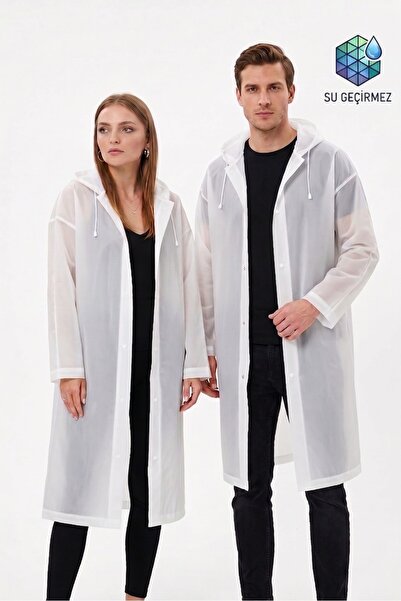 Dream Plus Unisex White Eva Fabric Water Windproof Raincoat