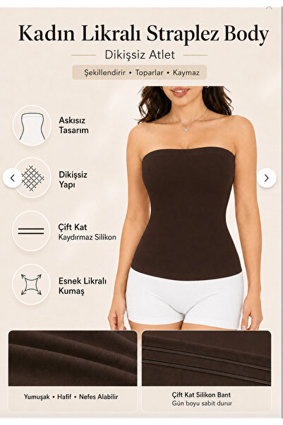 Formactive Kadın Likralı Straplez Body Acı Kahve - Uzun ve Esnek İç Giyim & D...