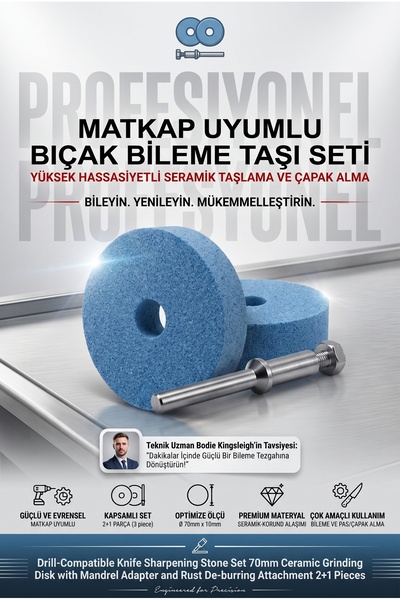 Transformacion 2’li Bıçak Bileme Taşı - Matkap ve Taşlama Uyumlu Profesyonel ...