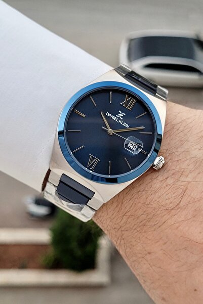 Daniel Klein Kordonu Lacivert Silver Renk 24 Ay Garantili 41,5 Mm Erkek Kol S...
