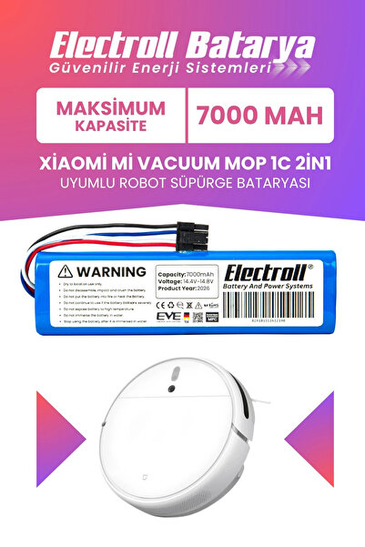 ELECTROLL Xiaomi Mi Vacuum Mop 1c 2in1 Uyumlu Batarya (MAKSİMUM KAPASİTE) 700...
