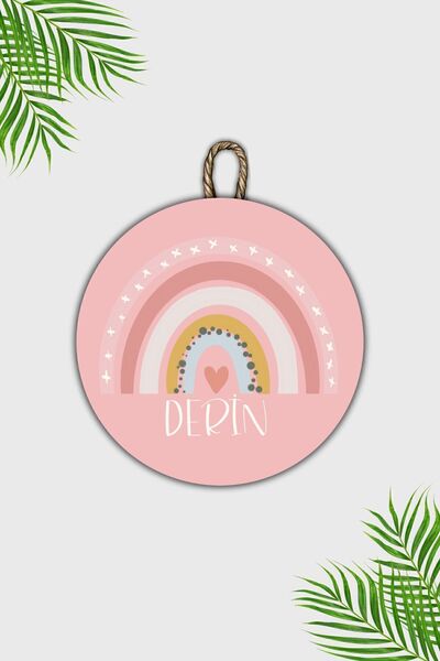 Dormot Home Ornament modern pentru ușă - Curcubeu roz, - Ornament personalizat pentru perete pentru copii - Ornament pentru ușă pentru camera copiilor