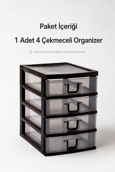 Generic Mini 4 Çekmeceli Masaüstü Organizer Küçük Eşya Düzenleyici Saklama Ün...