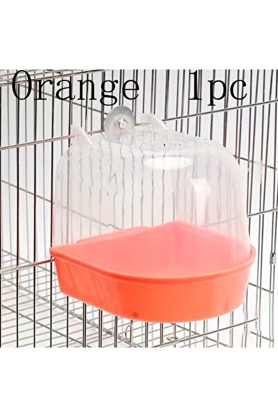 choice2 Orange Transparent Bird Bath Tub - Splash-Proof PP Shower for Parrots...