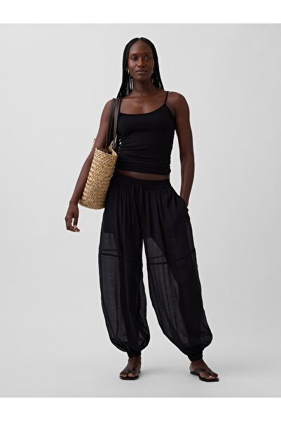 GAP Kadın Siyah Sheer Paraşüt Pantolon