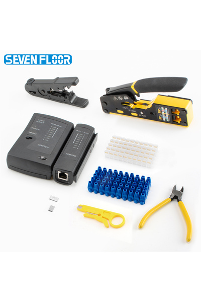 Choice طقم أدوات تجعيد RJ45 8 في 1، أداة تجعيد، جهاز اختبار الكابلات، قاطع أس...