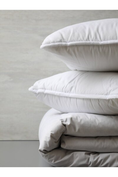 Binna Soft Eco 2 Adet 800 gr Boncuk Silikon Elyaf Dolgulu Yastık 50x70 cm Antialerjik Yıkanabilir Otel Yastığı Seti