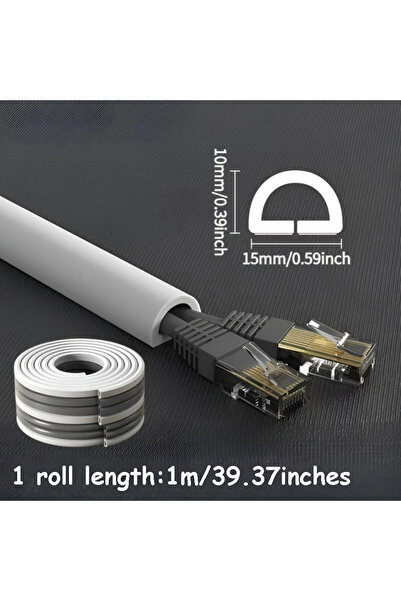 Choice7 1M Semicircle White 1PC 1/3M Self-Adhesive PVC Cable Management Strip...