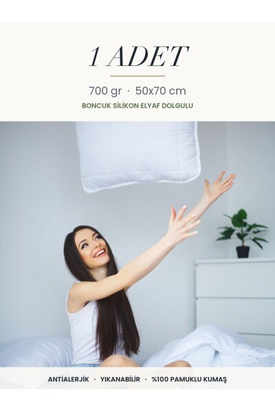 Binna Soft Eco 700 gr Boncuk Silikon Elyaf Dolgulu Yastık 50x70 cm Antialerjik Yıkanabilir Otel Yastığı