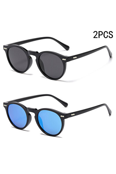 Choice4 2PCSC5 2PCS New Style Of Retro Glasses Round Fashion Mita Sunglasses ...