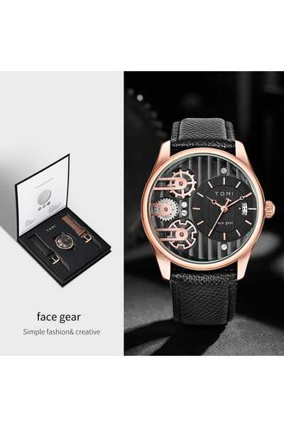 Choice Black Rose Gold TOMI Men's Gift Box Combination Set Watch Luxury and S...