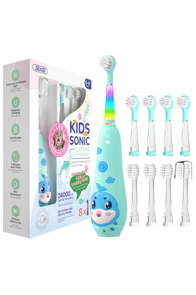 Choice فرشاة أسنان كهربائية للأطفال SG-2139Blue Seago بتصميم دولفين ملون مع م...