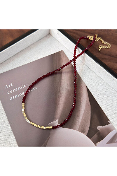 Choice Type C Fashionable Red Pearl Glass Bead Necklace with Unique Design an...