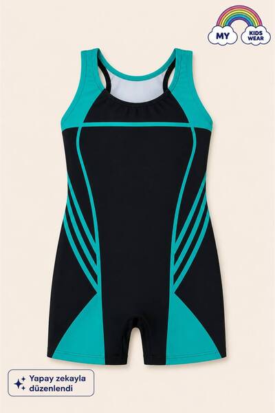 My Kids Wear Girls' Swimsuit with Swim Shorts