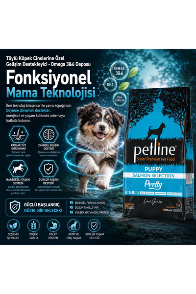 Petline Antioksidan Ve Omega Deposu Somonlu Yavru Köpek Maması 12kg - Pretty