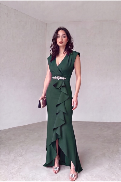 ALFUDO Moda Collection Γυναικεία φούστα από ύφασμα σκούμπα κρεπ με διπλό στρί...
