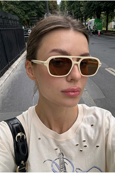 Chunky Frame Unisex Cream Ice Cub Sunglasses