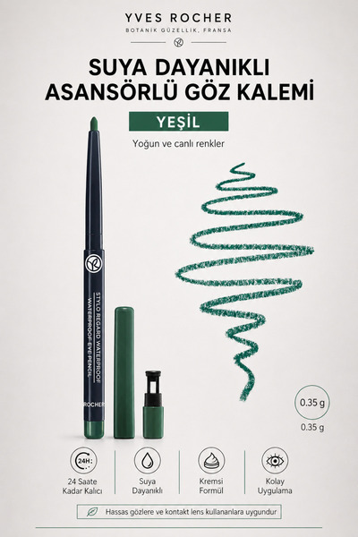 Yves Rocher 24 Hours Lasting Waterproof Lift-Off Eye Pencil 0.35 g Creamy For...