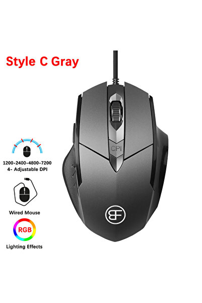 choice2 Gray Wired Mouse, 7200 DPI, Ergonomic Gaming Mouse, High Performance ...
