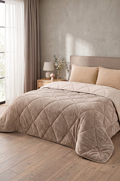Formeya Çift Kişilik Lüx Bej 4 Mevsim Wellsoft Yorgan Seti Çift Taraflı 195x215 cm (2 adet Yastık Kılıflı)