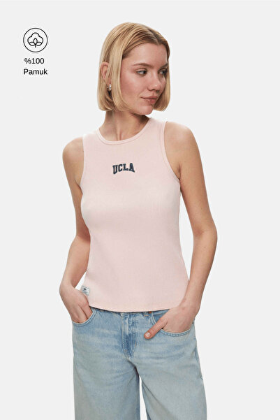 UCLA Tricou pentru femei SALINAS Dusty Pink Zero Sleeve Brodat Standard Fit