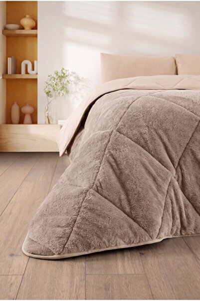 Formeya Çift Kişilik Lüx Bej 4 Mevsim Wellsoft Yorgan Seti Çift Taraflı 195x215 cm (2 adet Yastık Kılıflı)