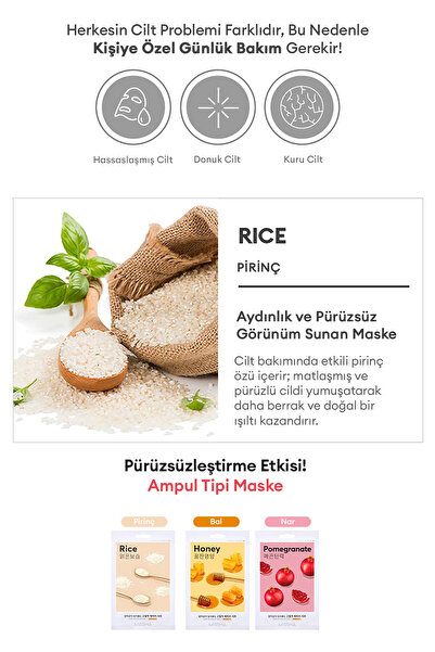 Missha Pirinç Özlü Aydınlık ve Pürüzsüz Görünüm Sunan Yaprak Maske Airy Fit Sheet Mask (Rice)