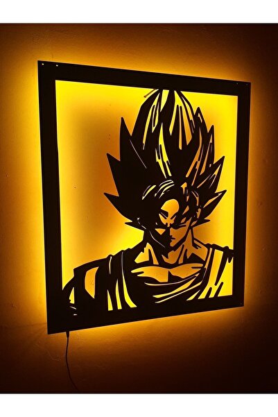 DAFKART Dragon Ball Z - Goku Led Işıklı Ahşap Tablo Ev/ofis Anime Duvar Dekoru