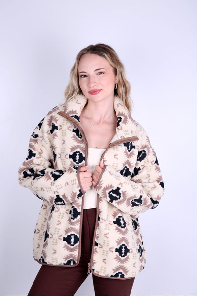 Veni Life Hanorac cu fermoar cu model etnic tricou