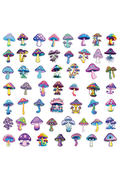 Choice 50PCS 50 Pcs Transparent Iridescent Mushroom Stickers - PET Decorative...