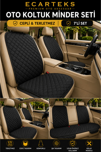 ECARTEKS PREMİUM QUALİTY CAR ACCESSORİES Terletmez Cepli Oto Koltuk Minder Se...