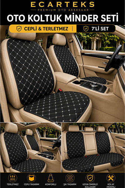 ECARTEKS PREMİUM QUALİTY CAR ACCESSORİES مجموعة وسائد مقاعد السيارة المقاومة ...