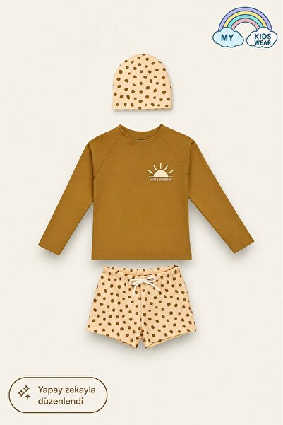 My Kids Wear Boneli Lace-Up Long Sleeve Sun Protection Boys' Swimsuit