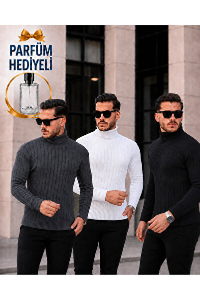 OTAKU Men's 3-Pack High Neck Knit Sweater + Perfume