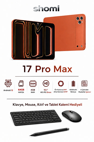 euro special SHM010 17 Pro Max - 32 GB Depolama 4GB Ram 10.1 İnç Tablet Seti