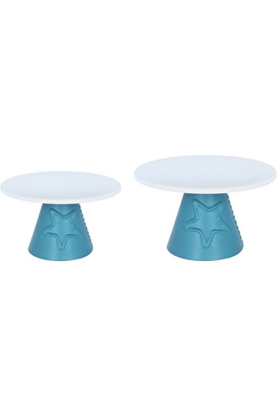 Alsaif Gallery Steel dessert serving stand with a blue base fromAl Saif Galle...