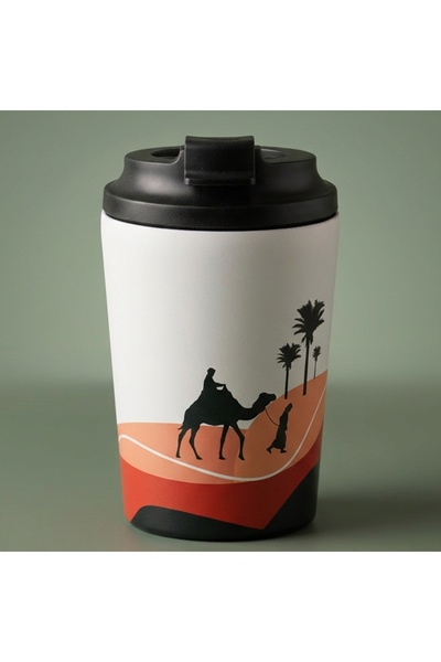 Alsaif Gallery Saif Gallery Stainless Steel Thermal Mug, 360 ml, Lid - White