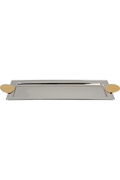 Alsaif Gallery Al Saif Gallery stainless steel serving tray, 47x18.5x2 cm, re...