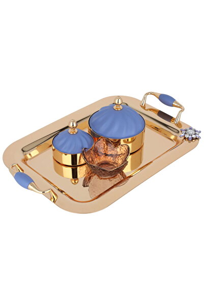 Alsaif Gallery Toferia set with 2 dates with a light blue lid and a steelAlsa...