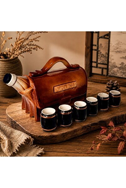 velve Set ornamental, practic, din ceramica, cu sticla tip Servieta 1.5 L si ...