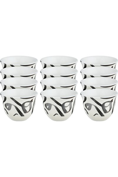 Alsaif Gallery Al Saif Gallery Saudi Porcelain Coffee Cup Set, 12 Pieces - Wh...