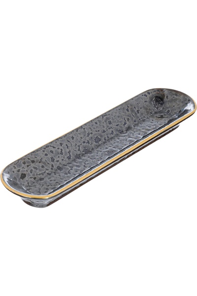 Alsaif Gallery Al Saif Gallery Porcelain Serving Plate, 23X6.7X2.7 Cm - Black